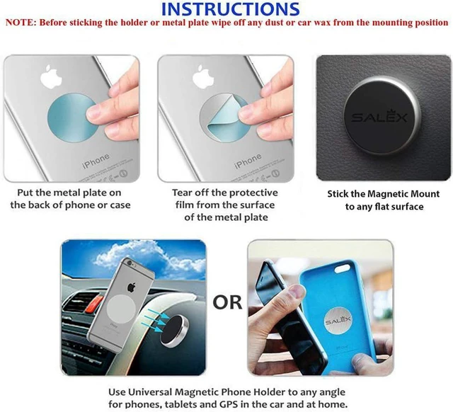 Alt view image 7 of 7 - Magnetic Phone Mount 4 Pack - Black Flat Cell Phone Holder for Car Dashboard, Truck. Universal Stick on iPad Wall Magnet Mount for Tablets. Low Profile Magnetic Car Mount for iPhone