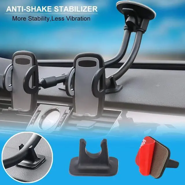 Alt view image 2 of 7 - Dual Phone Holder for Car, Phone Mount for Truck Windshield/Dashboard Compatible with iPhone 11/Xs/Xr/X/8 Plus/8/7/6, Samsung Note 10+/10/9/8/7, HTC, LG and More 3.5-6.5 inch Cell Phone