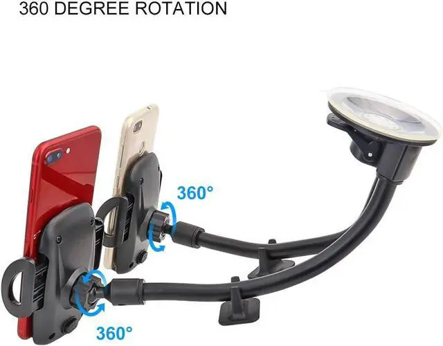 Alt view image 5 of 7 - Dual Phone Holder for Car, Phone Mount for Truck Windshield/Dashboard Compatible with iPhone 11/Xs/Xr/X/8 Plus/8/7/6, Samsung Note 10+/10/9/8/7, HTC, LG and More 3.5-6.5 inch Cell Phone
