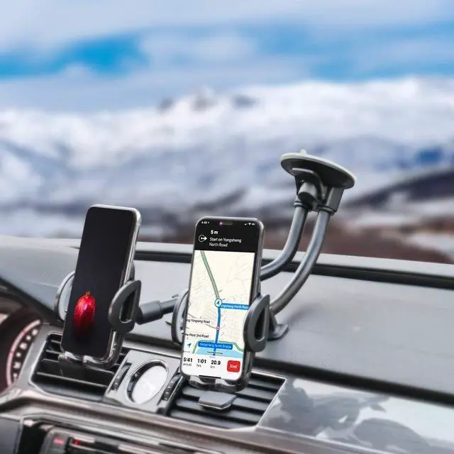 Alt view image 7 of 7 - Dual Phone Holder for Car, Phone Mount for Truck Windshield/Dashboard Compatible with iPhone 11/Xs/Xr/X/8 Plus/8/7/6, Samsung Note 10+/10/9/8/7, HTC, LG and More 3.5-6.5 inch Cell Phone