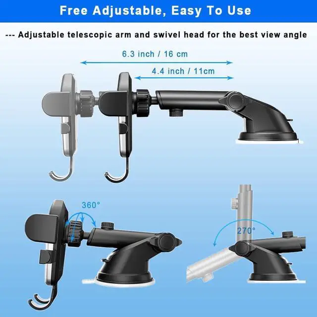 Alt view image 7 of 7 - Phone Mount for Car  2022 New Yiujefda Car Phone Holder Mount for Car Air Vent Dashboard Windshield  Car Phone Mount for iPhone and Other Phone Cell Phone Holder Car Automobile Cradles
