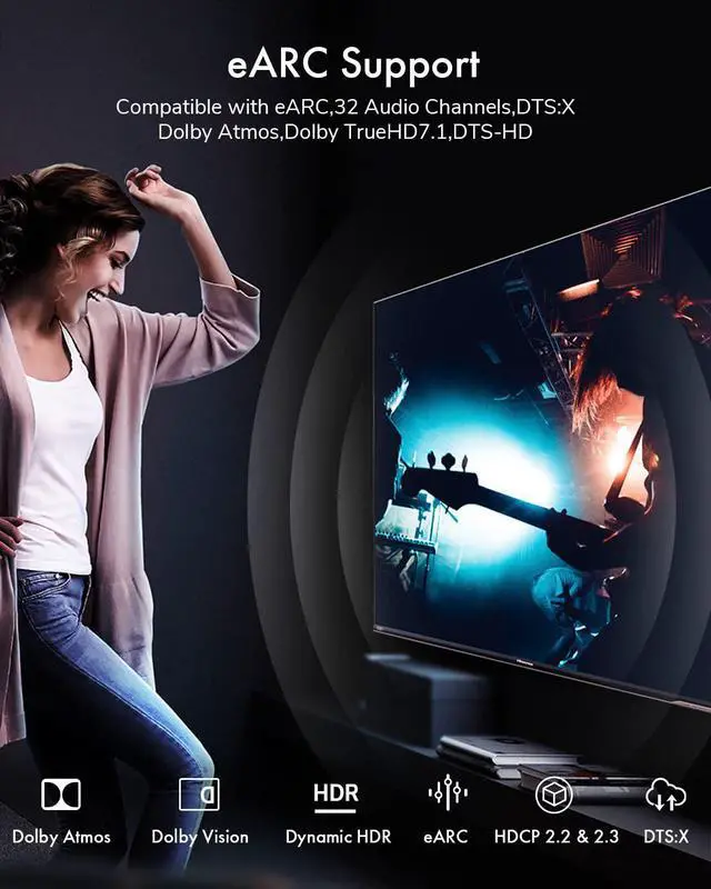 Alt view image 6 of 7 - 8K HDMI 2.1 Cable 20FT Kelink 48Gbps Ultra High Speed Black Braided HDMI Cord - Get 4k @ 120Hz On PS5 & Xbox Series X - Supports 8k @ 60Hz HDR eArc Dolby Vision & More