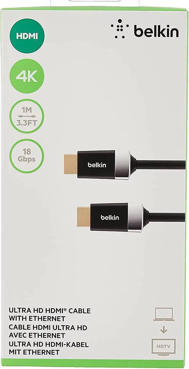 Alt view image 3 of 4 - Belkin AV10050bt1M HDTV High-Speed HDMI Cable with Ethernet, 4K / Ultra HD Compatible, 1m/3.3'