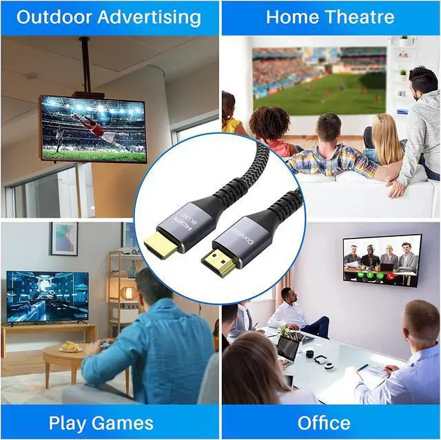 Alt view image 5 of 7 - Certified HDMI® Cable, Real 8K Cable (2 Pack, 5FT+ 5FT), 48Gbps, Ultra HD Braided Cord, Supports 8K@60Hz 4K@120Hz, eARC, HDR, HDCP 2.2 2.3, for Laptop, Monitor, Switch, PS5/PS4, Xbox, UHD TV