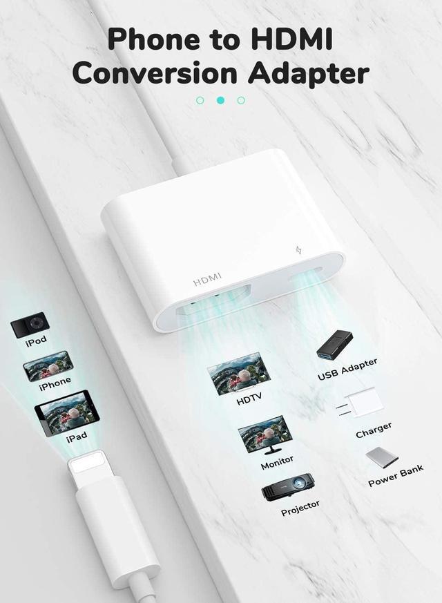 Alt view image 5 of 7 - Apple MFi Certified Lightning to HDMI Digital AV Adapter 1080P HD Video HDMI Sync Screen Connector Cable with Charging Port Compatible with iPhone 14/13/12/11/ X/ 8/7/ iPad on HDTV/Projector/Monitor