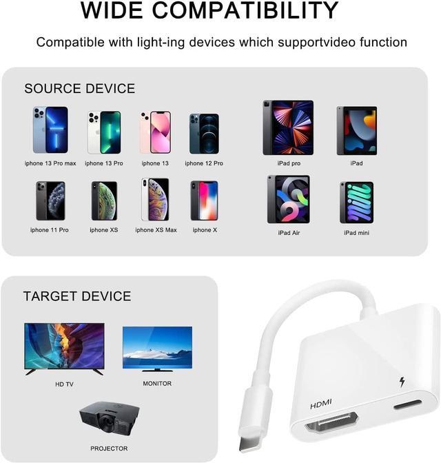 Alt view image 2 of 7 - Apple MFi Certified Lightning to HDMI Digital AV Adapter 1080P HD Video HDMI Sync Screen Connector Cable with Charging Port Compatible with iPhone 14/13/12/11/ X/ 8/7/ iPad on HDTV/Projector/Monitor