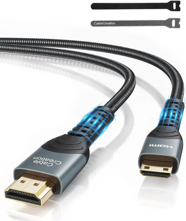 Main image of Mini HDMI to Standard HDMI Cable High Speed 4K x 2K 60Hz Male to Male 4K HDMI Adapter & Cable Tie Compatible with Camera Camcorder Laptop HDTV Raspberry Pi Zero W