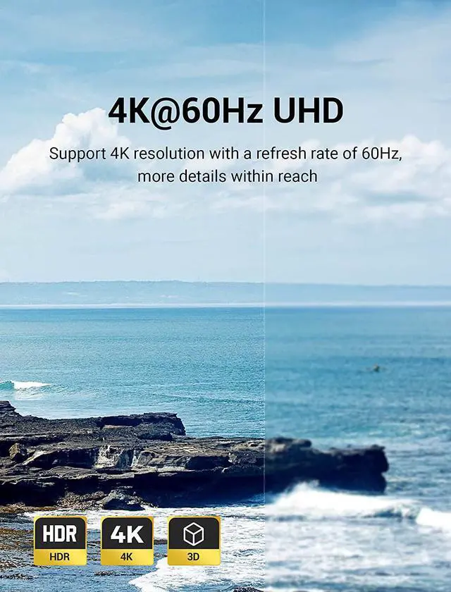 Alt view image 3 of 7 - HDMI Extension Cable 1.6FT 4K 60Hz HDMI Extender Male to Female Cord Compatible with TV  Laptop Xbox Blu-Ray PS5/PS4 Switch