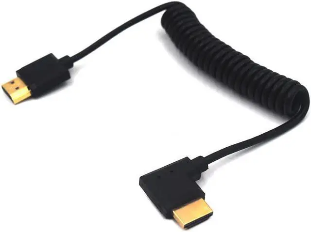 Alt view image 2 of 4 - 3.9ft HDMI 4K Coiled Cable, HDMI 2.0 Version HD High Speed Cable, 90 Degree Right Angle HDMI Male to HDMI Male Adapter Spring Spiral Cord, 4k 60HZ (Right Angle)