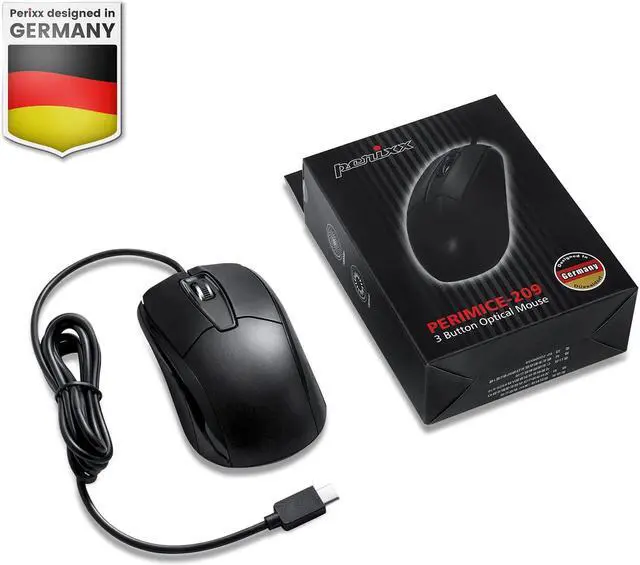 Alt view image 7 of 7 - Perixx PERIMICE-209C USB Type C Wired Optical Mouse - 5.9 Ft Cable - 1000 DPI - Black, (11994)