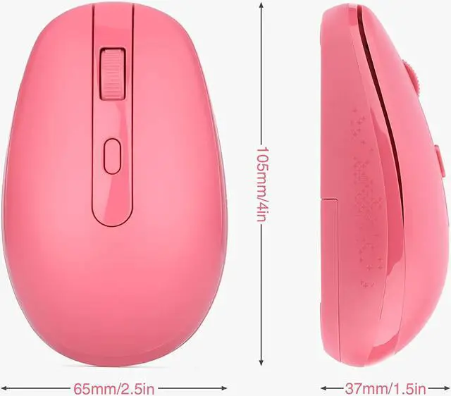 Alt view image 6 of 6 - Wireless 2.4G Silent Mouse Computer Mouse with USB Nano Receiver for Laptop PC Mac Chromebook Windows (Pink)