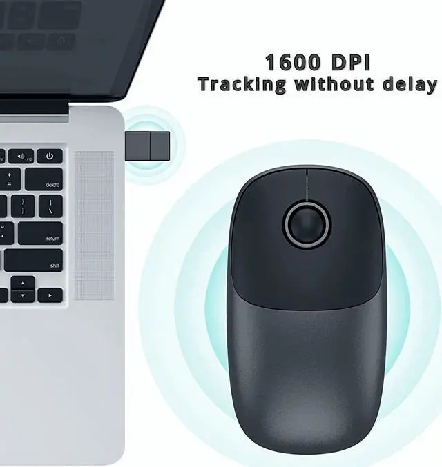 Alt view image 3 of 6 - Gotying Wireless Mouse for Laptop 2 in 1 Cordless Portable Computer Mouse with 2.4G USB and Type-C Nano Receiver, Less Noise Mobile Optical Mice for MacBook, Notebook, PC, ipad and Smartphone (Grey)
