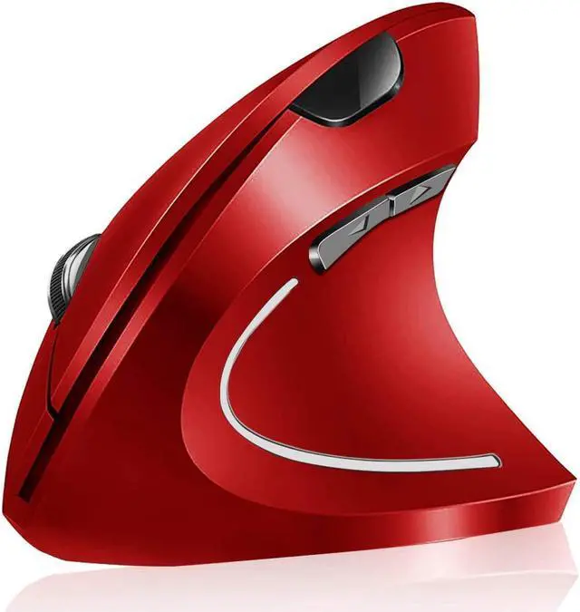 Alt view image 2 of 7 - Vassink Wireless Mouse Ergonomic Mouse Rechargeable Vertical Optical Mice with USB Receiver, 6 Buttons 2.4GHz for PC Computer,Laptop,etcRed+Blue
