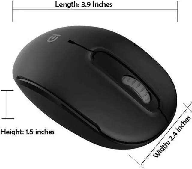 Alt view image 4 of 7 - MiraCase Comfortable 2.4 GHz Long Range Silent Wireless Mouse | 1600 DPI | 30ft Working Distance | Battery Included | Black