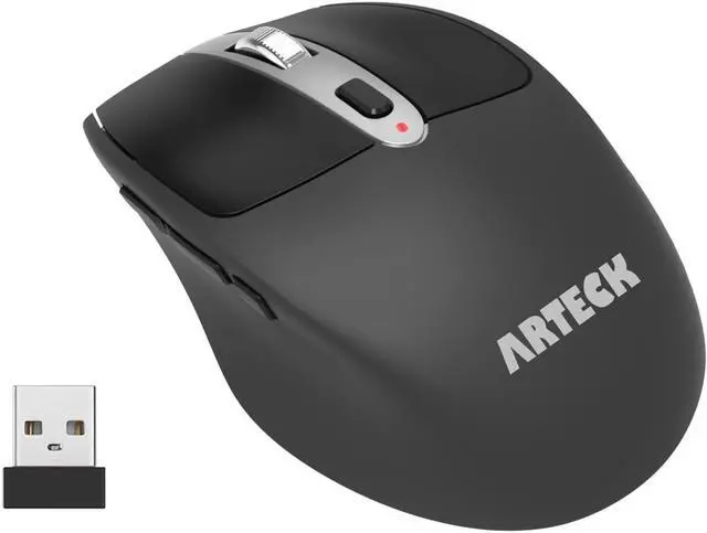 Main image of Arteck Wireless Mouse, 2.4G USB Wireless Ergonomic Optical Mouse, with Nano USB Receiver Silent Clicking Side Switch Buttons for Computer/Desktop/PC/Laptop and Windows 11/10 Rechargeable Battery
