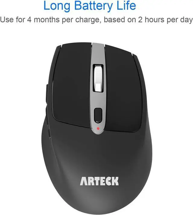 Alt view image 5 of 7 - Arteck Wireless Mouse, 2.4G USB Wireless Ergonomic Optical Mouse, with Nano USB Receiver Silent Clicking Side Switch Buttons for Computer/Desktop/PC/Laptop and Windows 11/10 Rechargeable Battery
