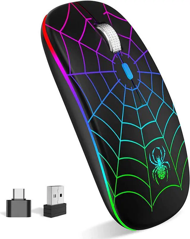 Main image of Wireless Mouse Led Mouse Portable Mobile Optical Cordless Mouse with USB and Type C Receiver 3 Adjustable DPI Wireless Computer Mouse for Mac Book Laptop Desktop Windows PC - Black