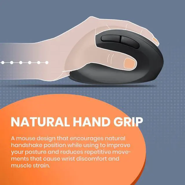 Alt view image 3 of 7 - Perixx Perimice-719L, Left Handed Wireless Vertical Mouse, Portable Size for Laptops Computer, 3 Level DPI