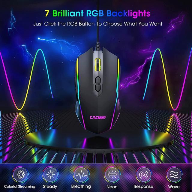 RGB Gaming Mouse Wired, 8 Programmable Buttons, Mechanical Switches, 5  Adjustable DPI, Ergonomic USB Computer Gaming Mouse with Fire Button 