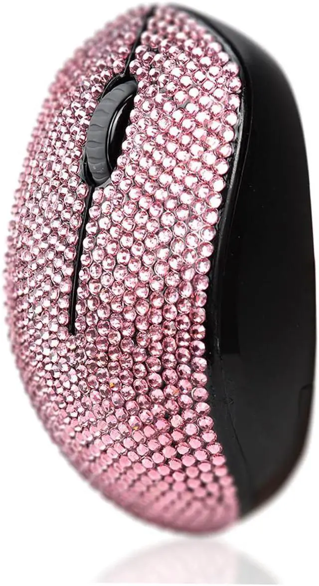 Alt view image 2 of 7 - Luxury Bling Wireless Mouse for Girls, Pink Rhinestone Coverd Computer Mouse with USB Receiver, Sparkly Cute Mice for Laptop, PC, Notebook, MacBook Gifts - Pink