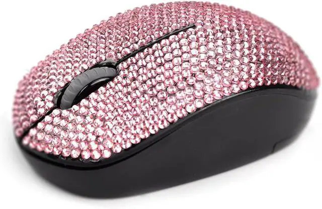 Alt view image 4 of 7 - Luxury Bling Wireless Mouse for Girls, Pink Rhinestone Coverd Computer Mouse with USB Receiver, Sparkly Cute Mice for Laptop, PC, Notebook, MacBook Gifts - Pink