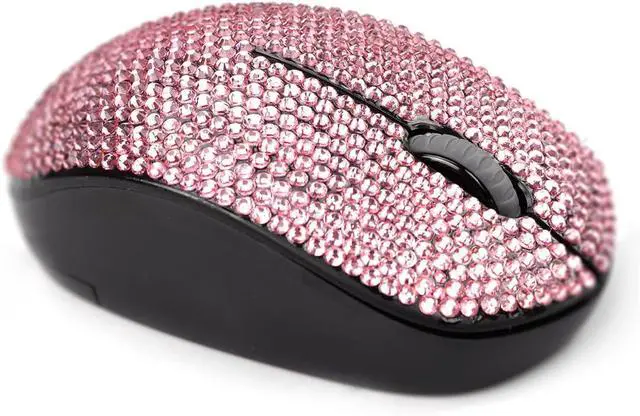 Alt view image 5 of 7 - Luxury Bling Wireless Mouse for Girls, Pink Rhinestone Coverd Computer Mouse with USB Receiver, Sparkly Cute Mice for Laptop, PC, Notebook, MacBook Gifts - Pink