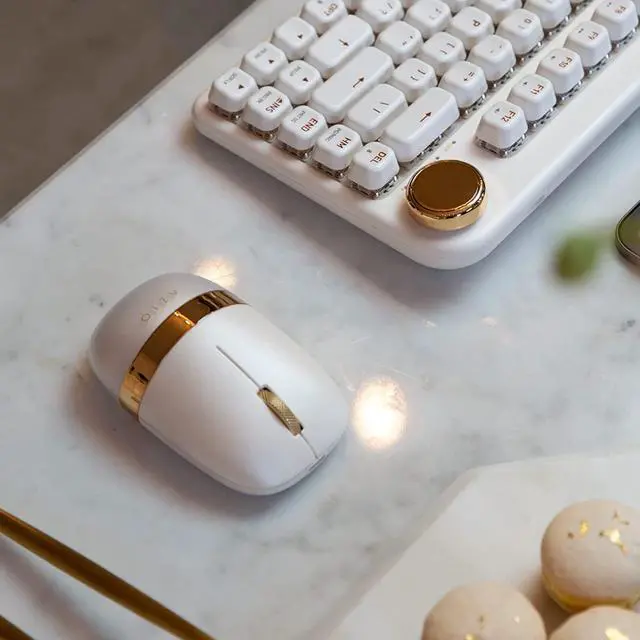Alt view image 6 of 6 - AZIO IZO Wireless Bluetooth Mouse with Round Ergonomic Form Optical Sensor Adjustable DPI Rechargeable PC & Mac - White Blossom