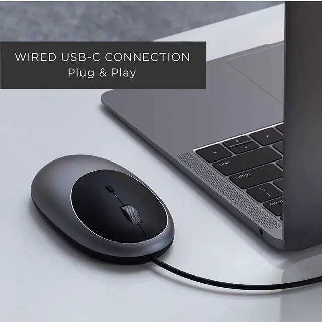 Alt view image 2 of 5 - Satechi Aluminum C1 USB-C Wired Mouse  Optical Computer Mouse  for M2/ M1 MacBook Pro/Air, M2/ M1 iPad Pro/Air, M2 Mac Mini, iMac M1 (Space Gray)