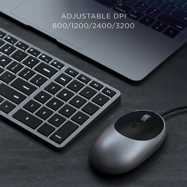 Alt view image 3 of 5 - Satechi Aluminum C1 USB-C Wired Mouse  Optical Computer Mouse  for M2/ M1 MacBook Pro/Air, M2/ M1 iPad Pro/Air, M2 Mac Mini, iMac M1 (Space Gray)