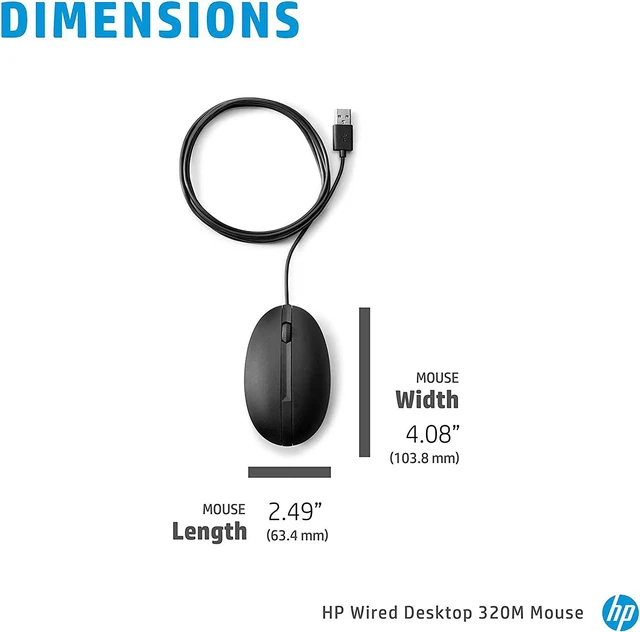 Alt view image 3 of 5 - HP Wired Desktop 320M Mouse