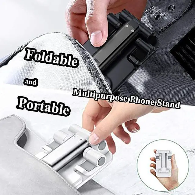 Alt view image 7 of 7 - Meetuo 2 Pcs Cell Phone Stand, Adjustable Angle Height Phone Stand for Desk, Fully Foldable/Portable Phone Holder, Compatible for iPhone 14/13/12/Smartphones, Welcome to consult