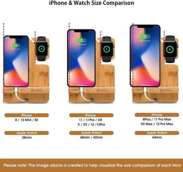 Alt view image 3 of 7 - JackCubeDesign Bamboo iPhone Apple Watch Charger Dock Stand Multi Device Charging Station Organizer Holder for Smartphone Cellphone Mobile Phone â\u201a¬â :MK243A