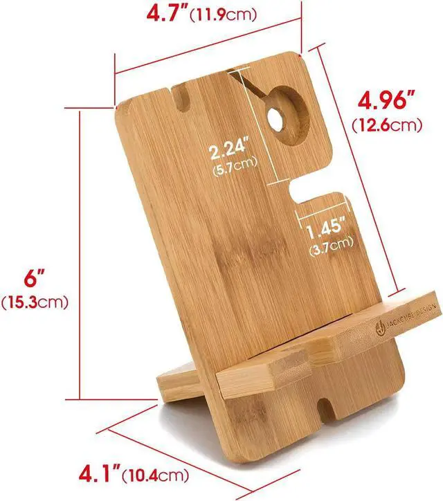 Alt view image 7 of 7 - JackCubeDesign Bamboo iPhone Apple Watch Charger Dock Stand Multi Device Charging Station Organizer Holder for Smartphone Cellphone Mobile Phone â\u201a¬â :MK243A