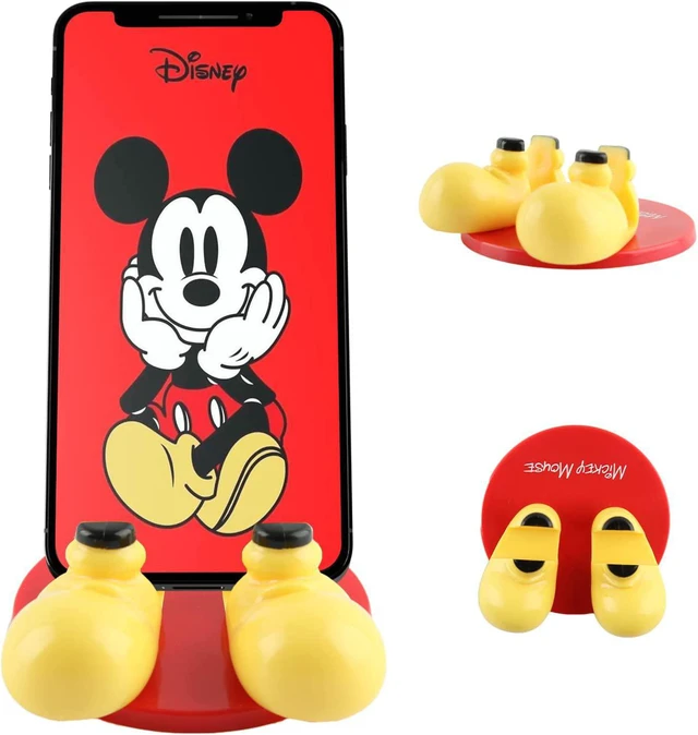 Main image of Disney Mickey Mouse and Friends Feet Cell Phone Stand with Bonus Decal Sticker- Cell Phone Holder for Home/Office-Universal Desk Phone Stand Compatible with Android/iPhone and More (Red)