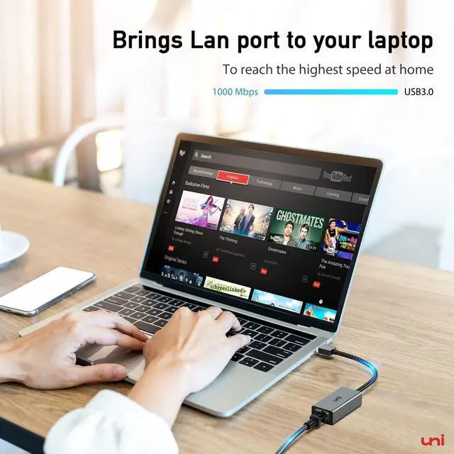 Alt view image 7 of 7 - uni USB 3.0 to Ethernet Adapter, Nintendo Switch Ethernet Adapter, Gigabit USB to RJ45 Network Adapter, LAN Adapter Compatible with Chrome OS, Windows 8/7/XP/10, macOS, Linux, and More