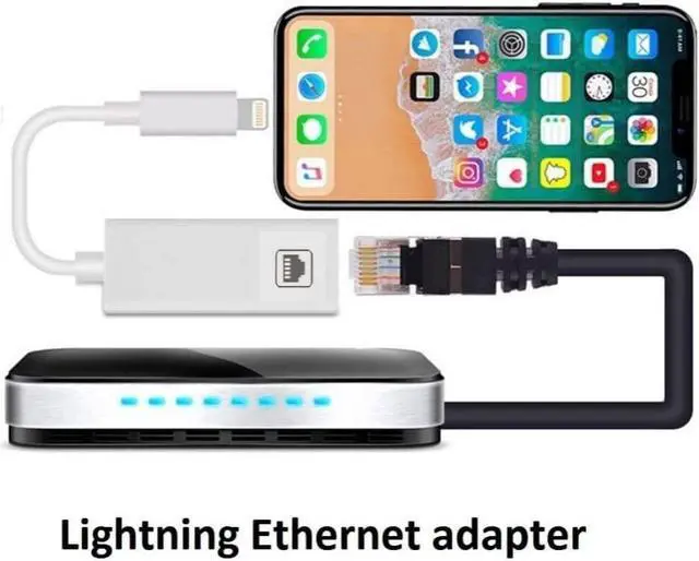 Alt view image 4 of 7 - [Apple MFi Certified] Lightning to Ethernet Adapter,RJ45 Ethernet LAN Network Adapter Cable with 8 Pin Connector Compatible with iPhone 13/12/11/XS/XR/X/8/7/iPad/iPod, Plug and Play, Supports 100Mbps