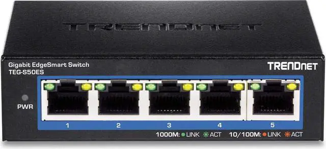 Alt view image 7 of 7 - TRENDnet 5-Port Gigabit EdgeSmart Switch, TEG-S50ES, 5 x Gigabit Ports, 10Gbps Switch Capacity, Ethernet Splitter, Managed Smart Gigabit Switch, Metal, Fanless, Lifetime Protection, Black