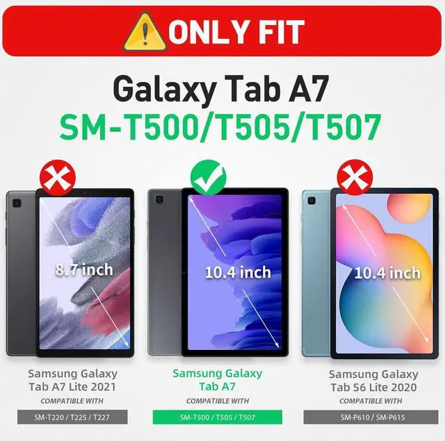 Alt view image 2 of 7 - Samsung Galaxy Tab A7 Case 10.4" 2020(SM-T500/SM-T505/SM-T507), Shockproof Protective Case with Screen Protector Pen Holder, Swivel Hand Strap/Stand for Samsung Tab A7 (10.4 inch), Navy Blue