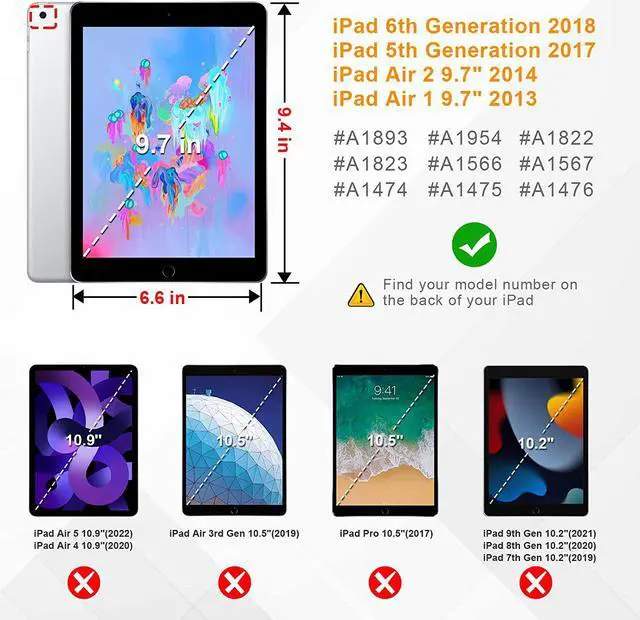 Alt view image 2 of 7 - Fintie Hybrid Slim Case for iPad 6th / 5th Generation (2018/2017), iPad Air 2 / Air 1 (9.7 Inch) - [Built-in Pencil Holder] Shockproof Cover with Clear Transparent Back Shell, Lilac Purple