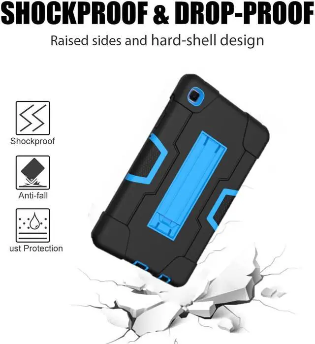Alt view image 7 of 7 - Case for Galaxy Tab A7 Lite 8.7 Case Heavy Duty Rugged Full-Body Hybrid Shockproof Drop Protection Cover  2021 Model SM-T220 / SM- T225 (1-Black+Blue)