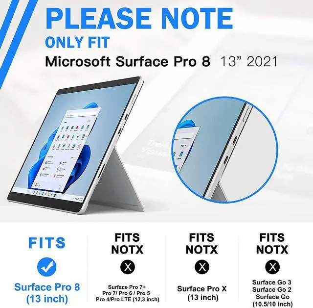 Alt view image 2 of 6 - Case for Surface Pro 8 13" Inch (2021 Release), Rugged with 360 Degree Rotating Stand/Hand Strap for Microsoft Surface Pro 8 Tablet -Light Brown