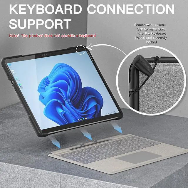 Alt view image 4 of 6 - Case for Surface Pro 8 13" Inch (2021 Release), Rugged with 360 Degree Rotating Stand/Hand Strap for Microsoft Surface Pro 8 Tablet -Light Brown