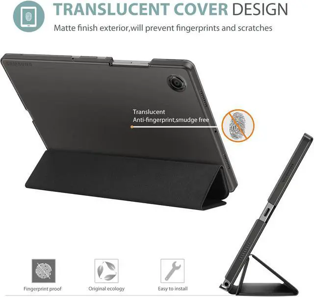 Alt view image 4 of 7 - Smart Case for Galaxy Tab A8 10.5 Slim Stand Hard Back Shell Protective Smart Cover Case for Galaxy Tab A8 10.5 Inch 2022 SM-X200 X205 X207 -Black