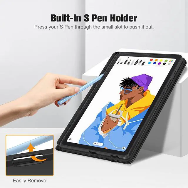 Alt view image 3 of 7 - Case for  Galaxy Tab S6 Lite 10.4 Inch 2024/2022/2020 with S Pen Holder Multi-Angle Viewing Soft TPU Back Cover with Pocket Auto Wake/Sleep Black