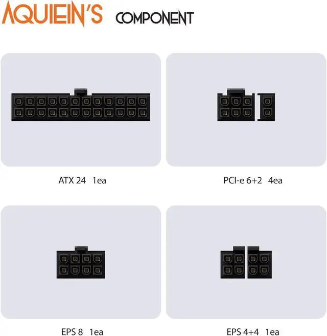 Alt view image 5 of 6 - Sleeved Cable Extension Type / for PSU / ATX 24 1ea, CPU 8 1ea, CPU 4+4 1ea, PCI-e 6+2 4ea (13.7 inch/ 35cm), Holder / (New Point Snow White)