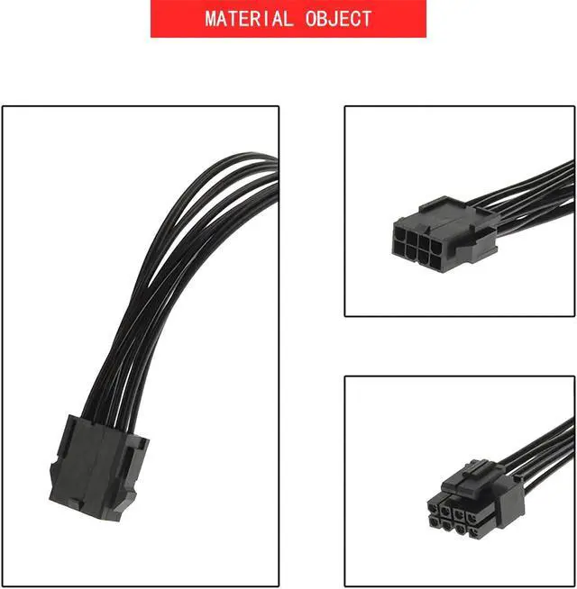 Alt view image 7 of 7 - 2Pcs Pcie Gpu Power Extension Cable Splitter Adapter Sleeved 8 Pin to 6 pin Dual Standard Female Male Braided Cables(lkelynewy)