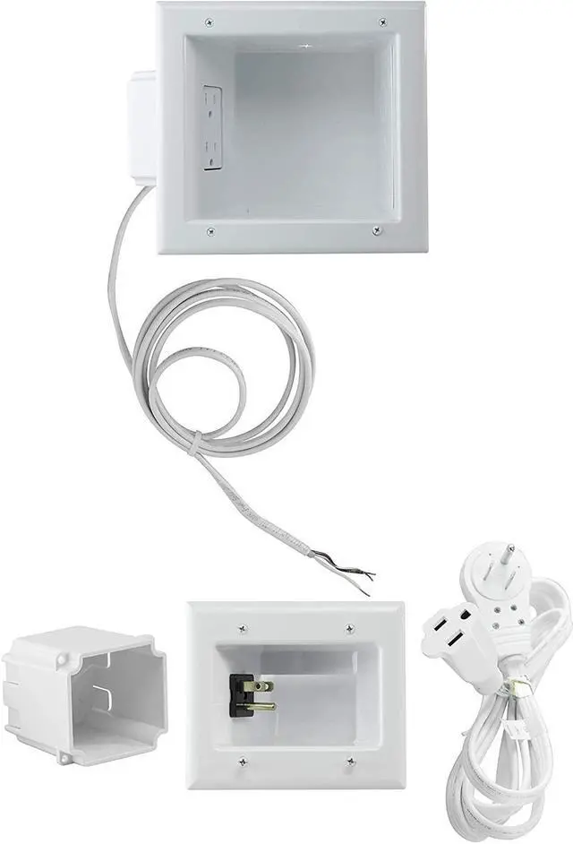 Main image of Electronics In Wall Cable Management Kit Behind Wall TV Wire Kit With Duplex Power Outlet - In Wall Cord Concealer With 3 Interchangeable Cable Inserts - Easy DIY Without Electrician White
