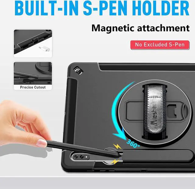 Alt view image 4 of 7 - Case for Samsung Galaxy Tab S8 Plus 12.4 Inch 2022 - Black+Sky Blue - Get 2