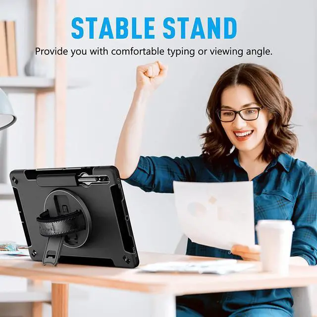 Alt view image 5 of 7 - Case for Samsung Galaxy Tab S8 Plus 12.4 Inch 2022 - Black+Sky Blue - Get 2