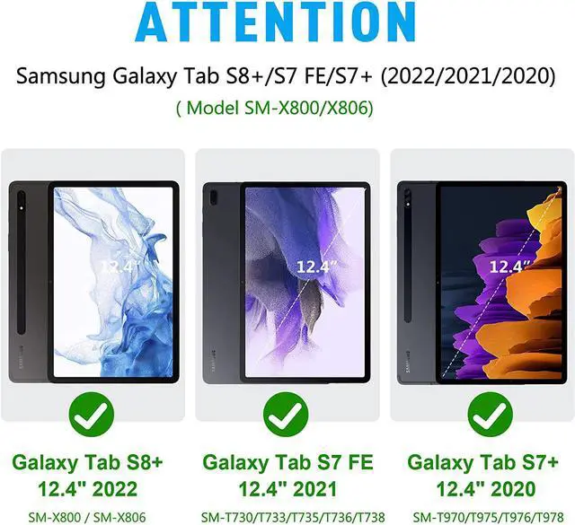 Alt view image 7 of 7 - Case for Samsung Galaxy Tab S8 Plus 12.4 Inch 2022 - Black+Sky Blue - Get 2